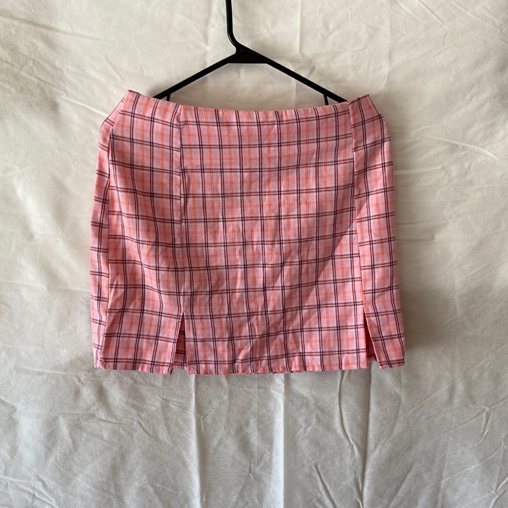 Light pink plaid skirt